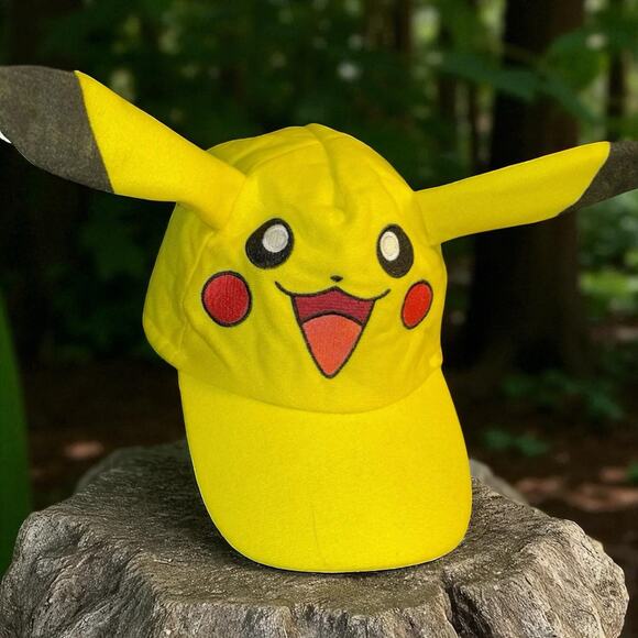 Pokemon Pikachu Youth Baseball Hat Cap Kid Hat 3D Face Ear Child Boy Girl Yellow - Picture 1 of 11